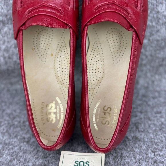 ✅SAS Womens 8.5N Red Leather Tripad Comfort Penny Loafers Slip-On Moccasin Style - Picture 6 of 12